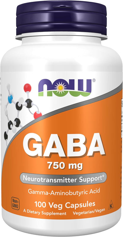 Now Foods, GABA 750mg, 100 Vegetable Capsules