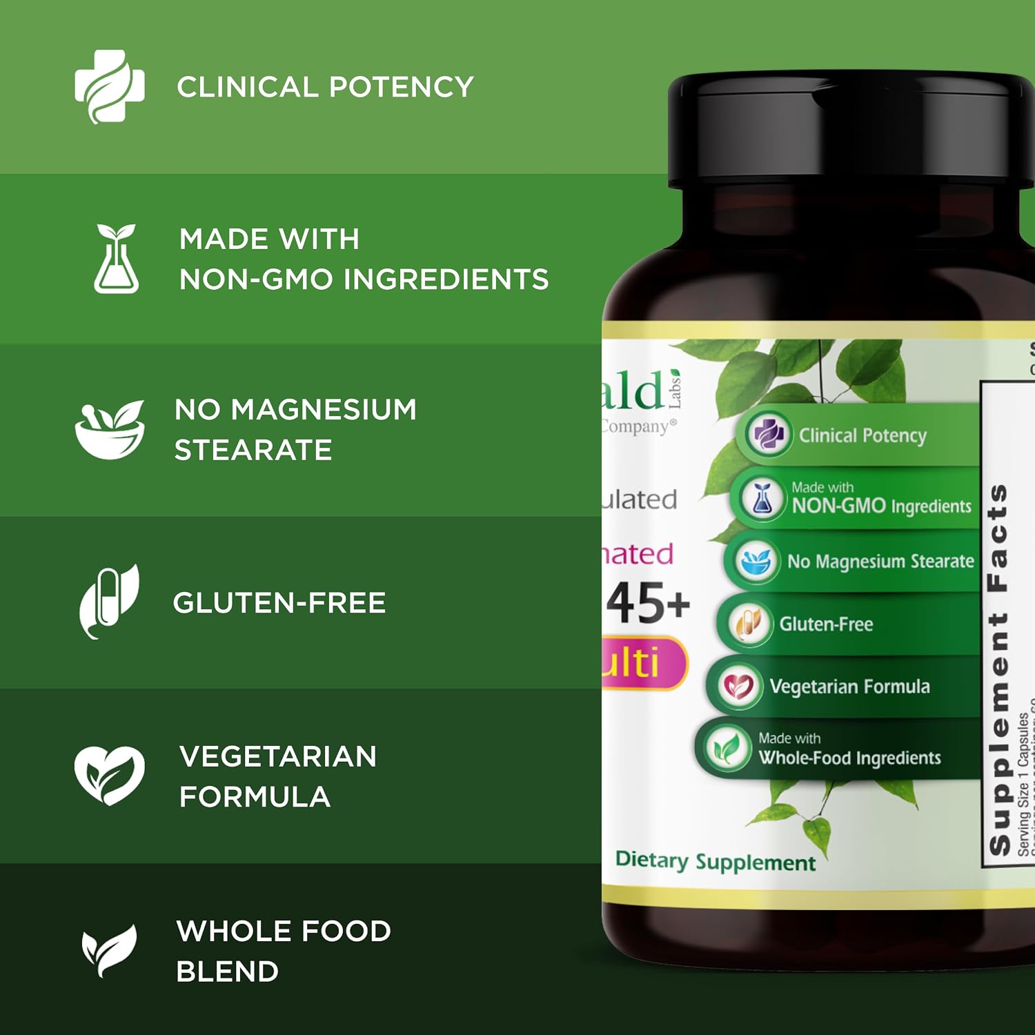 EMERALD LABS Women's 45+ 1-Daily Multivitamin - Bone, Heart & Brain Health Support* - Gluten-Free & Vegetarian - 60 Capsules - görsel 4