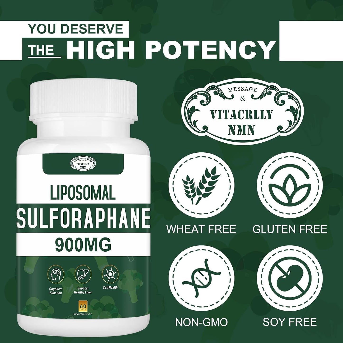 Liposomal Sulforaphane Supplement - 900mg Broccoli Extract - 60 Capsules - görsel 5