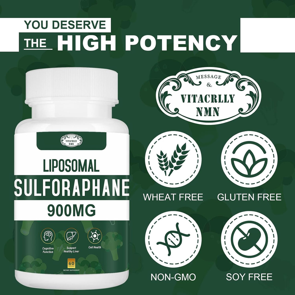 Liposomal Sulforaphane Supplement - 900mg Broccoli Extract - 60 Capsules - görsel 5