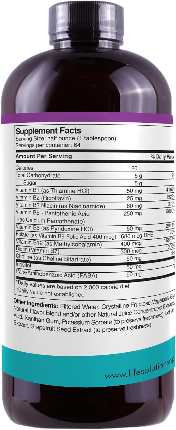 Life Solutions Liquid Super B Complex - 946ml to Naturally Increase Your Body's Energy Levels - görsel 6