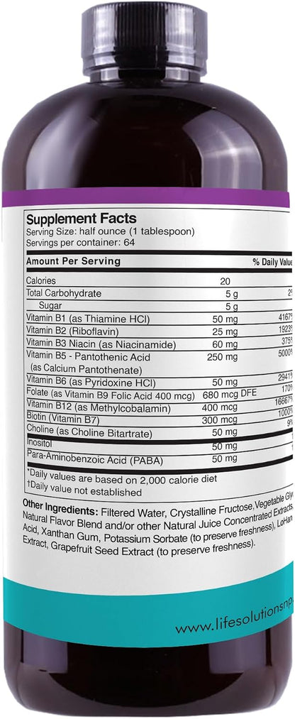Life Solutions Liquid Super B Complex - 946ml to Naturally Increase Your Body's Energy Levels