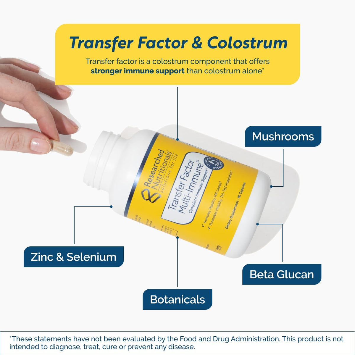 Transfer Factor Multi-Immune Support Supplement – Immune Support with Colostrum, Mushrooms, Green Tea, and IP-6, 90 Capsules - görsel 4