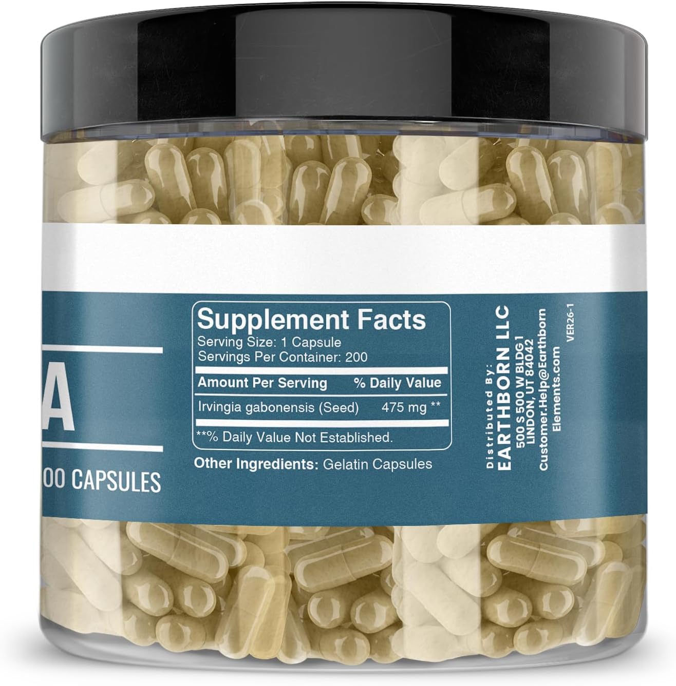 Earthborn Elements Irvingia 200 Capsules, Pure & Undiluted, No Additives - görsel 3