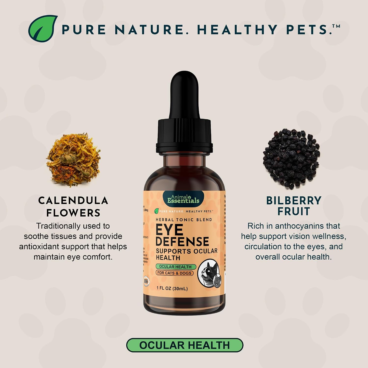 Eye Defence Support for Dogs & Cats, 60 ml - Certified Organic Bilberry & Calendula Herbal Blend, Alcohol-Free - görsel 4