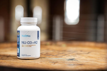 NuEthix Formulations NU-D3 + K2 - Vitamin D3 and K2 5000 IU Food Supplement with Reishi Mushroom, Magnesium & Zinc - 60 Capsules