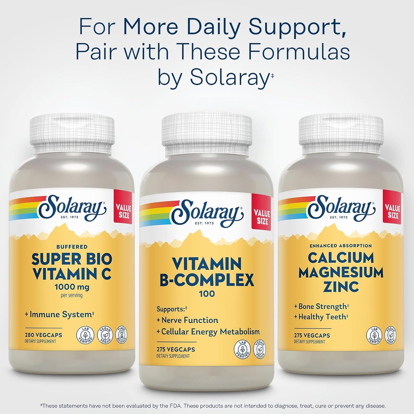 SOLARAY Vitamin B Complex 100mg - High Potency, All 8 B Vitamins, Vegan, 275 Veg Caps - görsel 6