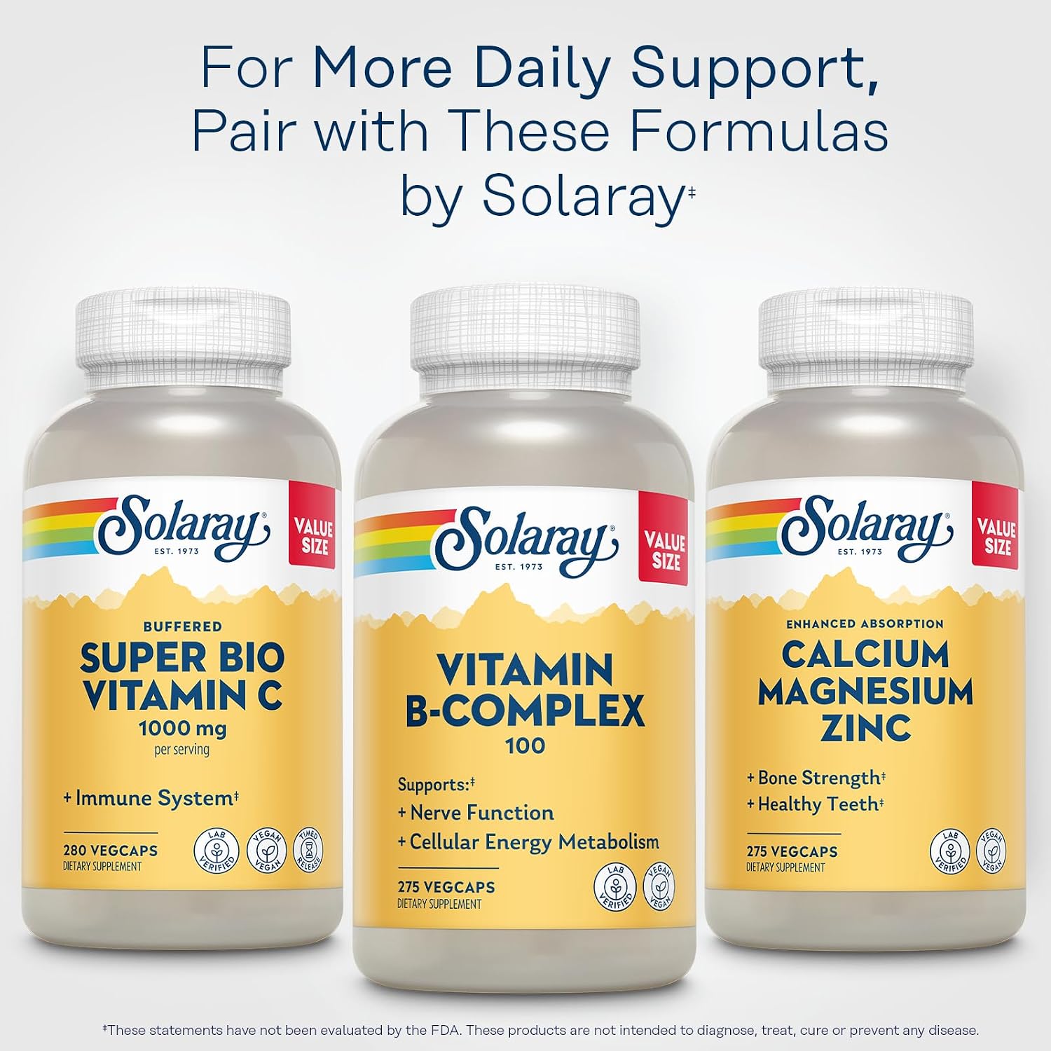 SOLARAY Vitamin B Complex 100mg - High Potency, All 8 B Vitamins, Vegan, 275 Veg Caps - görsel 6