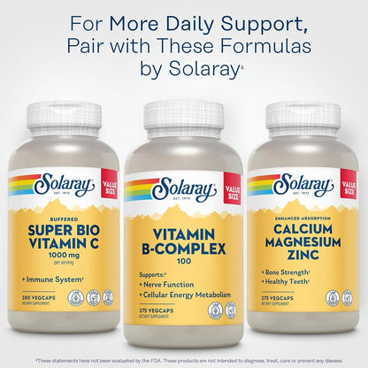SOLARAY Vitamin B Complex 100mg - High Potency, All 8 B Vitamins, Vegan, 275 Veg Caps