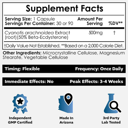 Beta Ecdysterone 50% Capsules – 500 mg | Nootropics Depot