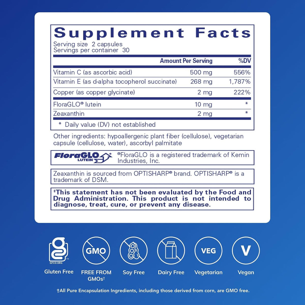 Pure Encapsulations EyeProtect Basics Without Zinc – Key Antioxidant Support for Eye Health – 60 Capsules - görsel 2