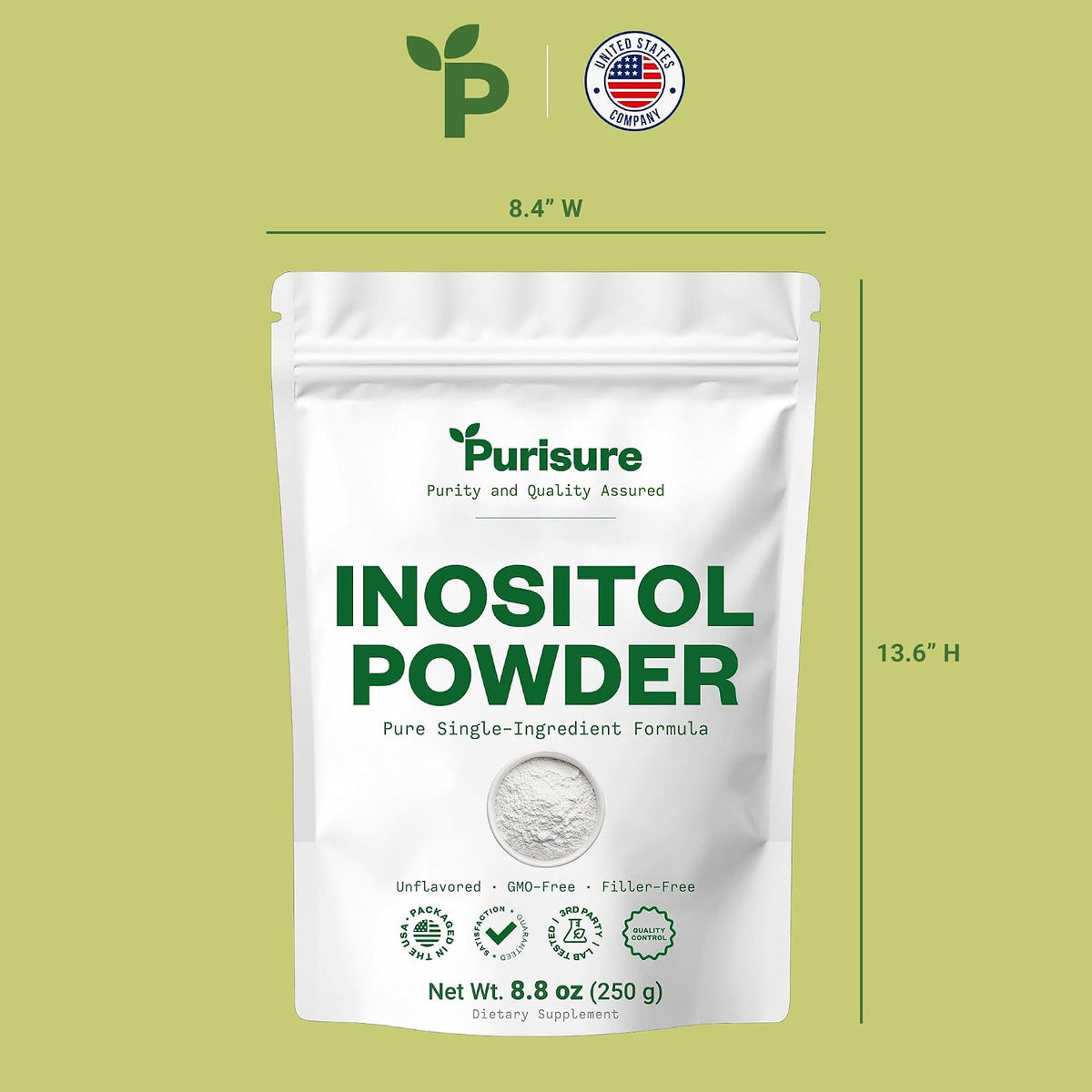 Purisure Inositol Powder (250g) - Pure Inositol for Hormonal Balance, Fertility Support & Brain Wellness - Vegan, Non-GMO, 500 Servings - görsel 7
