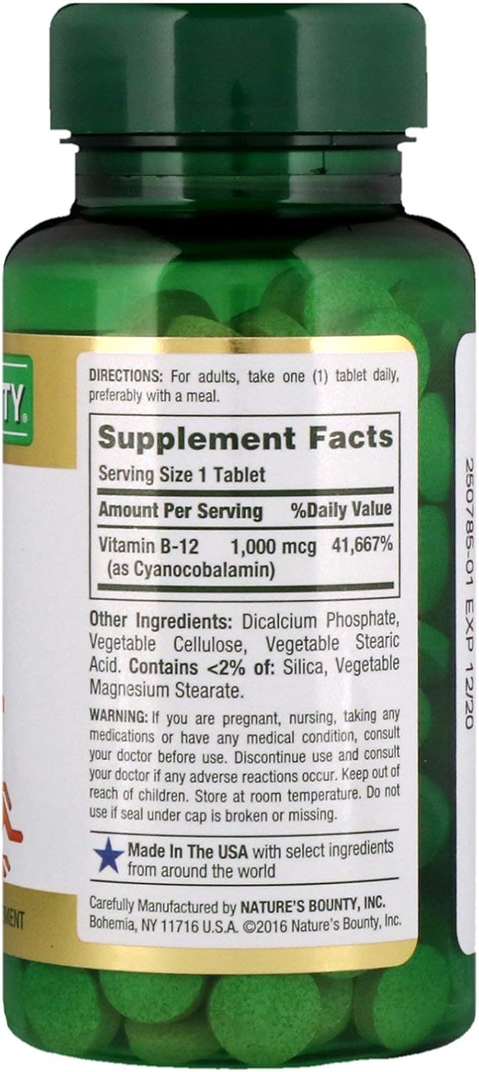 Nature's Bounty B-12 1000mcg Tablets, 200 Tablets - görsel 2
