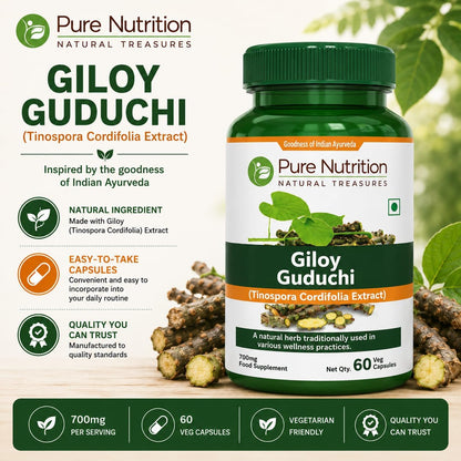 Pure Nutrition Giloy Guduchi Extract 700mg Capsule – 60-Day Supply