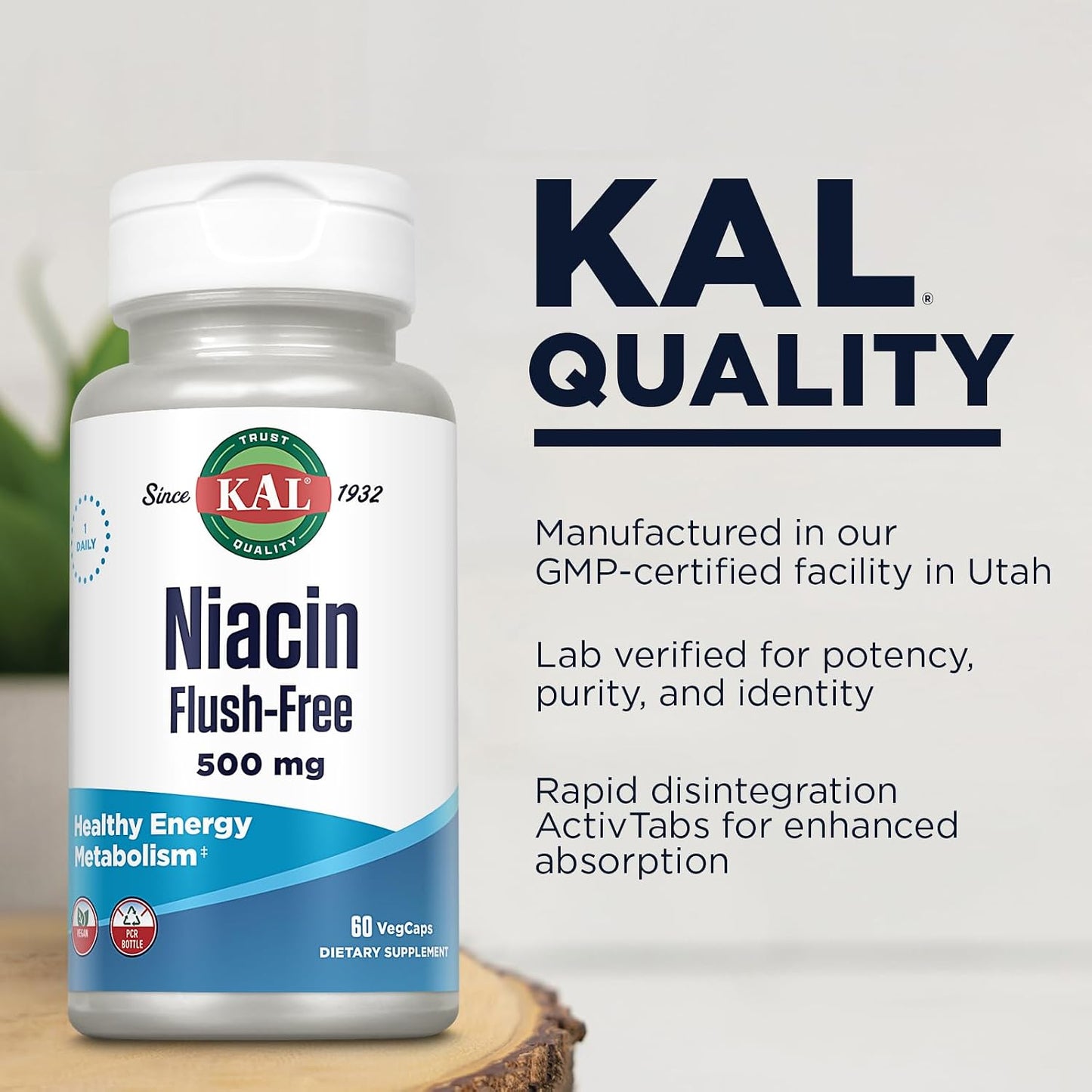 KAL Niacin 500mg Flush Free – Vitamin B3 Supplement - görsel 4