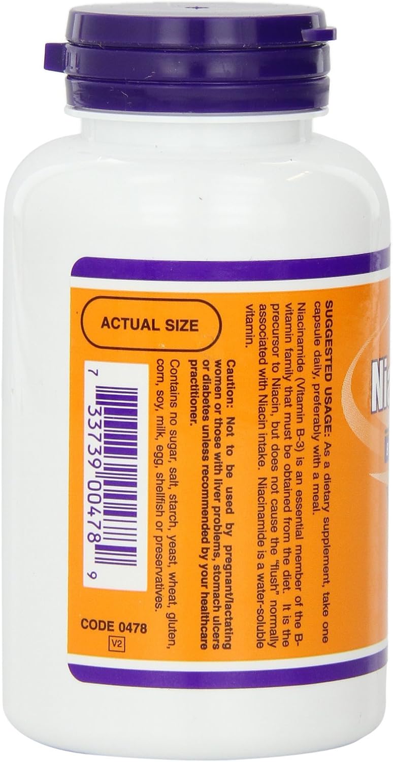 NOW Foods Niacinamide 500mg, 100 Capsules (Pack of 2) - görsel 3