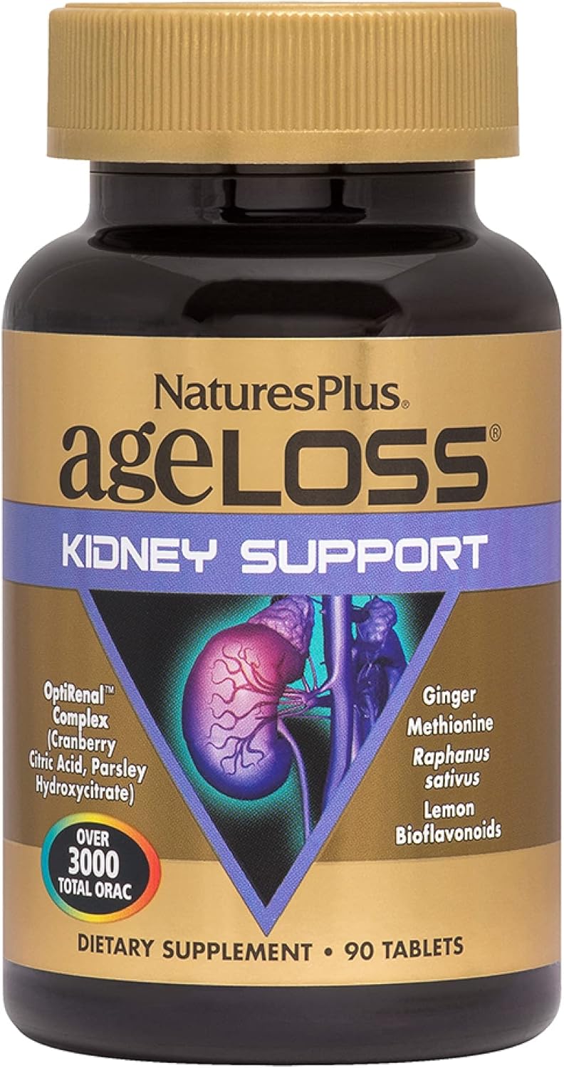 NaturesPlus AgeLoss Kidney Support - 90 Tablets - with Vitamin D3 & Magnesium - Vegetarian, Gluten-Free - 30 Servings - görsel 1