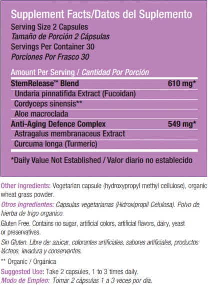 Stemrelease3™ Cutting-Edge Stem Cell Nutrition for Natural Renewal and Youthful Vitality, Exclusive Blend for Enhanced Telomere Health 60 Capsules (3-Pack)