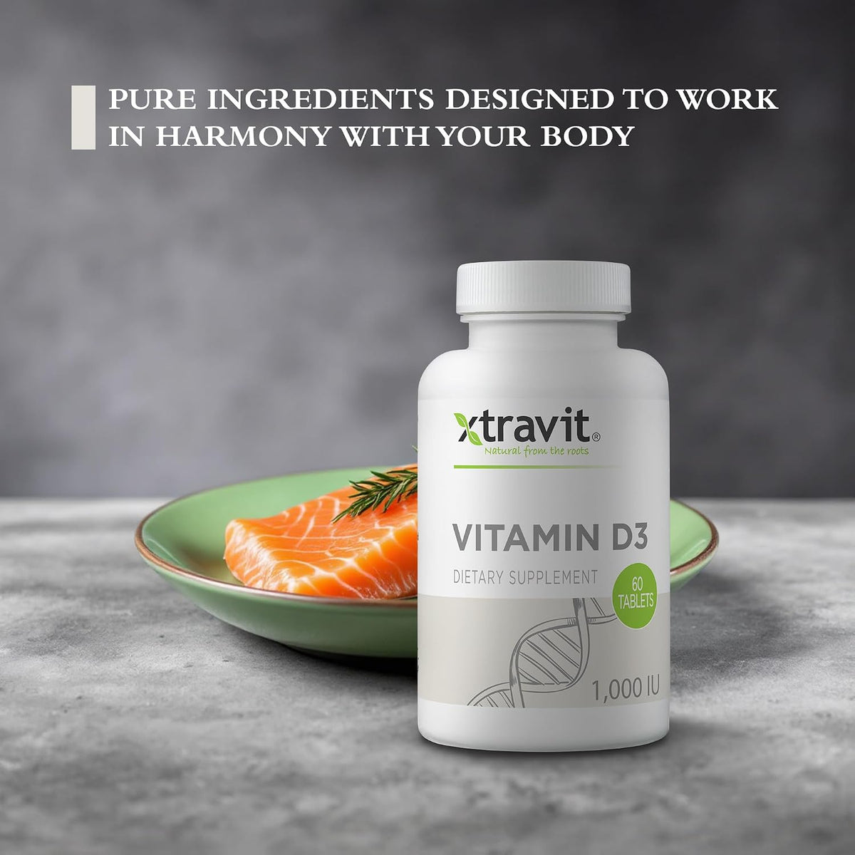 Xtravit Vitamin D3 1000 IU Supplement – Vegan, Non-GMO, Gluten-free – 60 Tablets - görsel 9