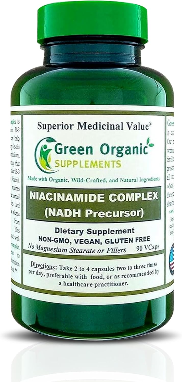 Green Organic Supplements Niacinamide, Niacin, NAD, NADH, High Absorption, Non-GM, Gluten-free (Pack of 4) - görsel 7