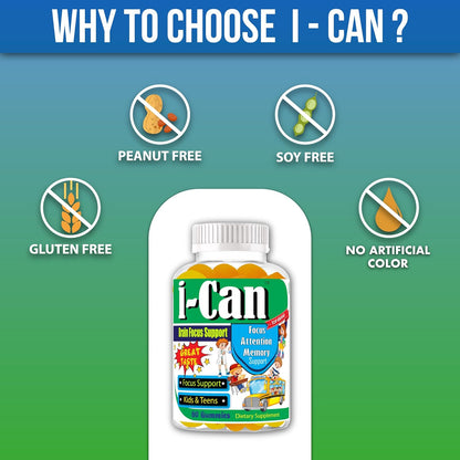 I-Can Kids Focus Gummies with Omega-3 DHA