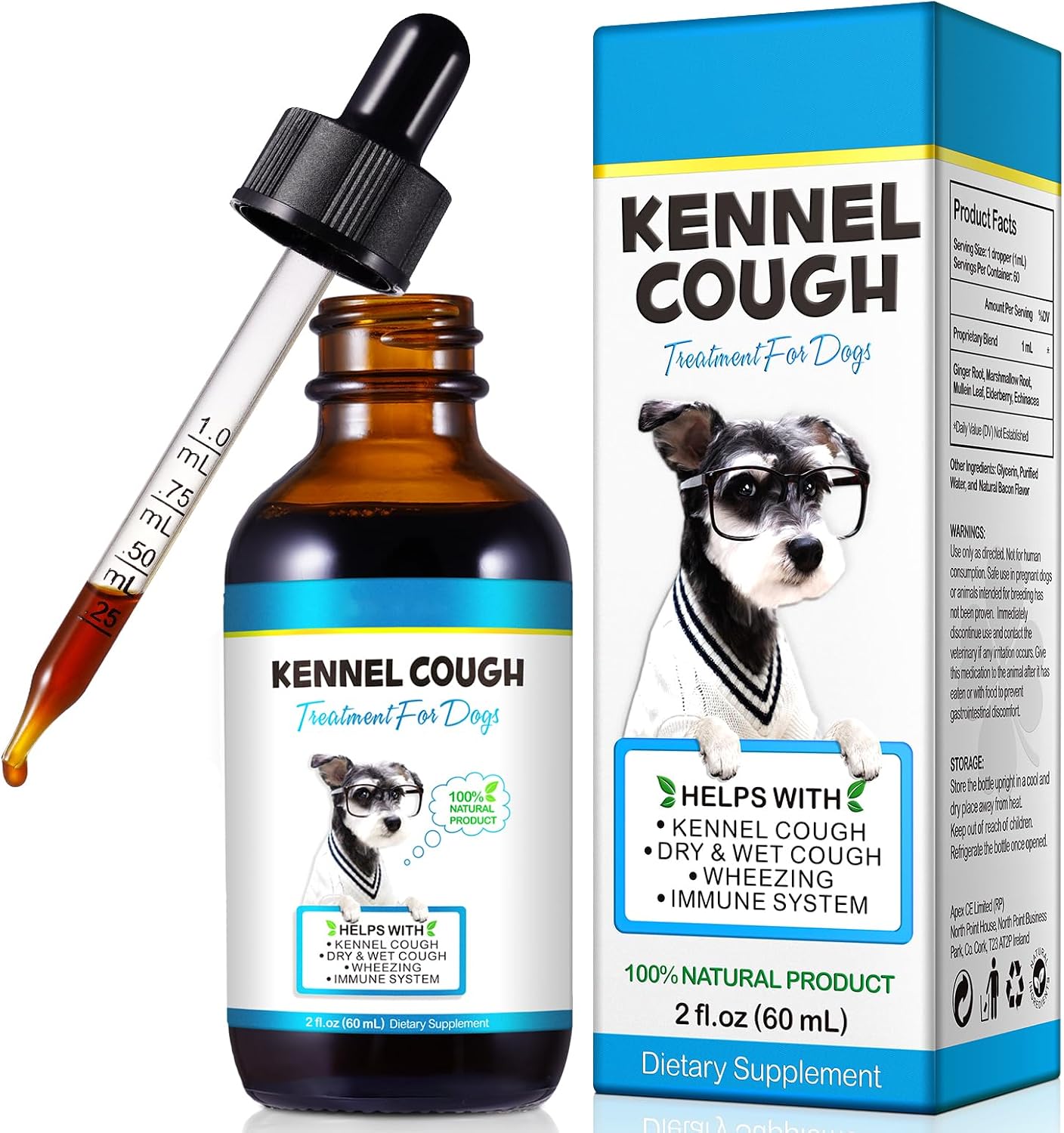 Kennel Cough for Dogs - Natural Herbal Cough Support, Gentle Dog Congestion Relief, Liquid Dog Allergy Support - görsel 1