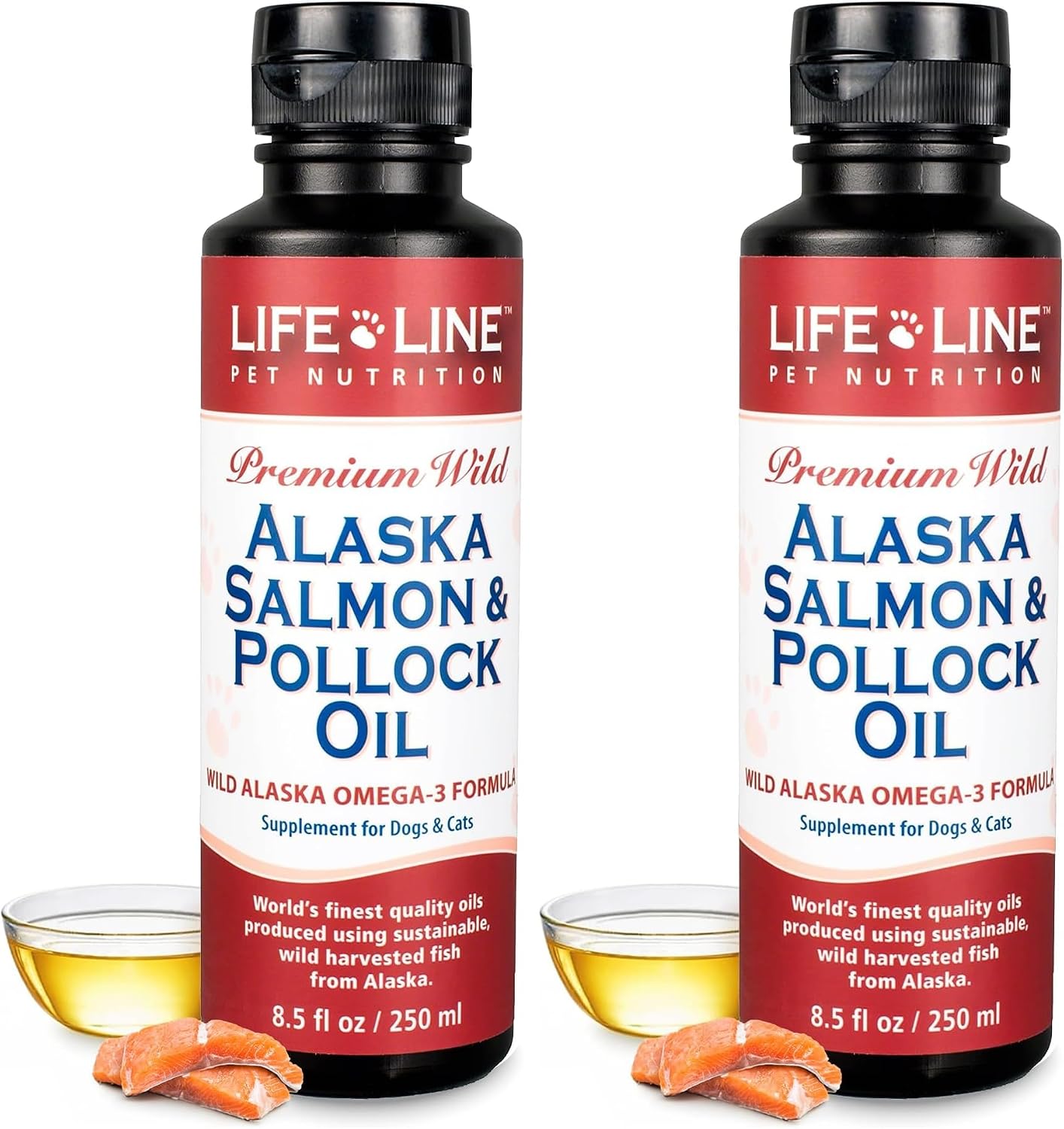 Life Line Pet Nutrition Wild Alaska Salmon & Pollock Oil – Omega 3 Supplement for Dogs and Cats in All Life Stages, 488 ml - görsel 9