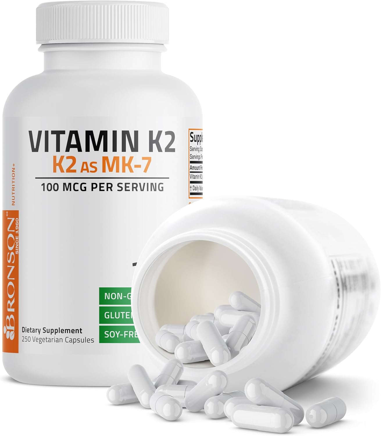 Bronson Vitamin K2 MK-7 Menaquinone 100 mcg, 250 Capsules - görsel 6
