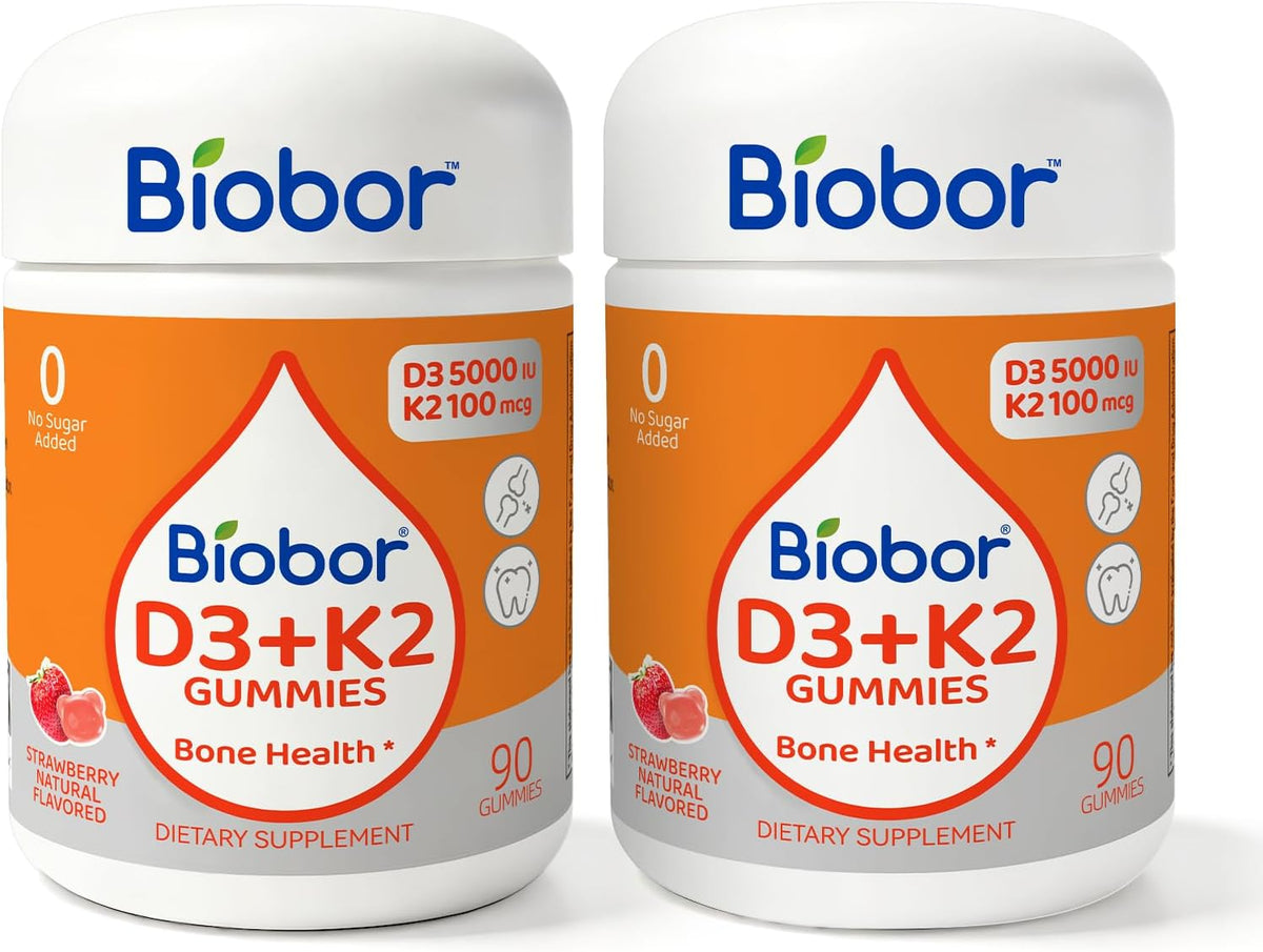 Biobor Natural Vitamin D3 K2 Gummies - 5000 IU D3 + 100 mcg MK-7 (90 Count) - görsel 10