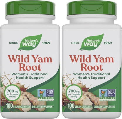 Nature's Way Wild Yam Root Capsules, Traditional Herbal Support for Women, 700 mg, 180 Vegan Capsules
