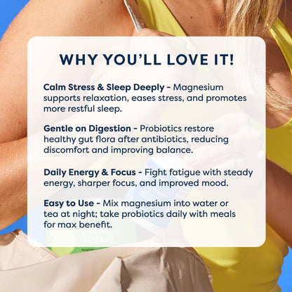 GutPersonal The Gut Fix™ Bundle: The Miracle Worker Magnesium Powder Supplement, Strawberry Flavour, 30 Servings + The Booster Targeted Probiotic, Capsule, 60 Servings