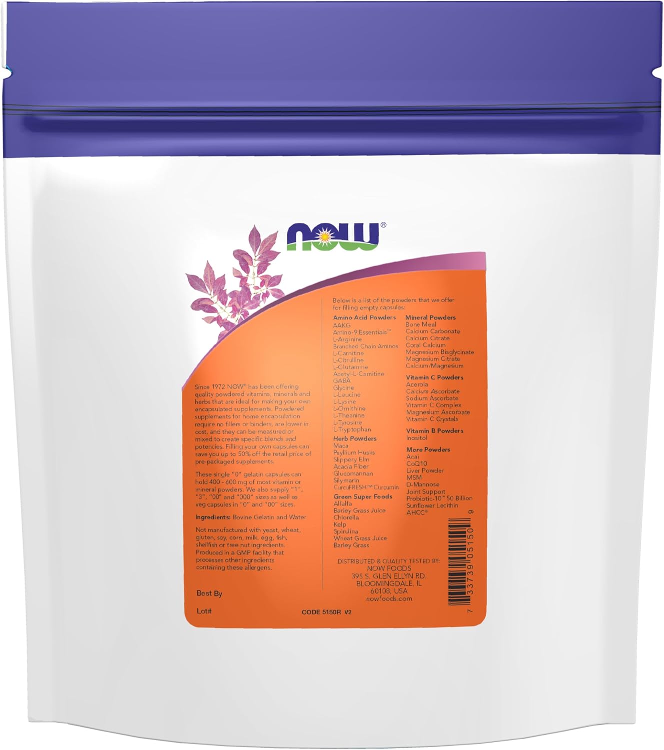 NOW Foods Empty Gelatine Capsules, Size "0", Bovine Sourced, 1,000 Capsules - görsel 2