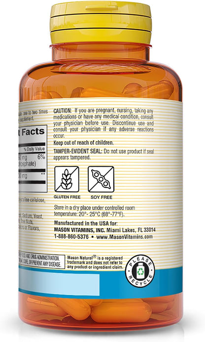 Mason Natural L-Arginine 500 mg with Calcium – 60 Capsules