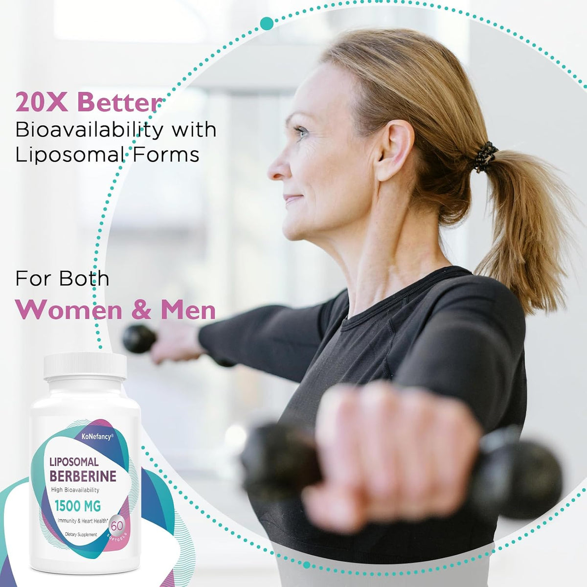 KoNefancy Berberine HCL 1500 mg - Liposomal Supplement for GLP-1 & AMPK Support - görsel 3