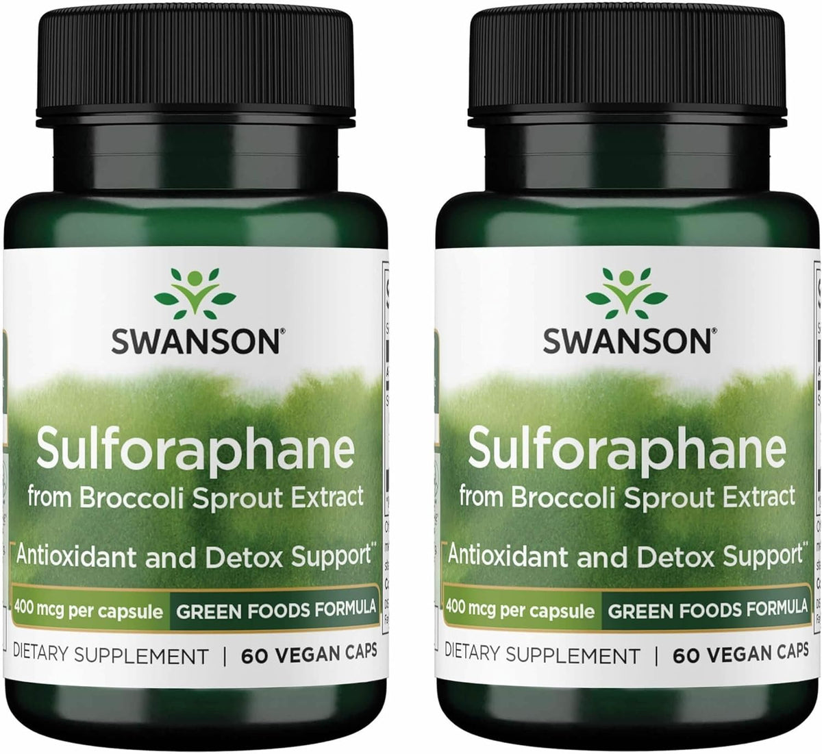 Swanson Sulforaphane Broccoli Sprout Extract - Standardised to 0.4% Sulforaphane (60 Vegan Capsules, 400 mcg, 2 Pack) - görsel 1