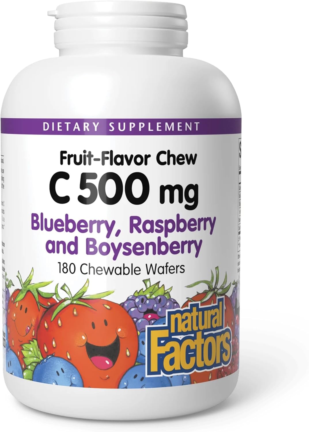 Natural Factors Kids Chewable Vitamin C 500 mg - Berry Flavours (180 Wafers) - görsel 1