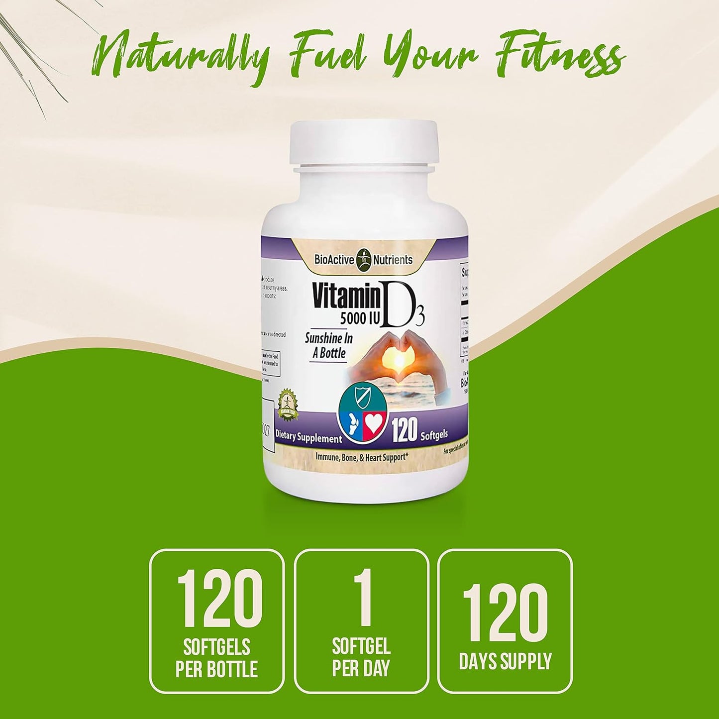 BIOACTIVE NUTRIENTS Vitamin D3 5000 IU - 120 Soft gel capsule Capsules - görsel 3