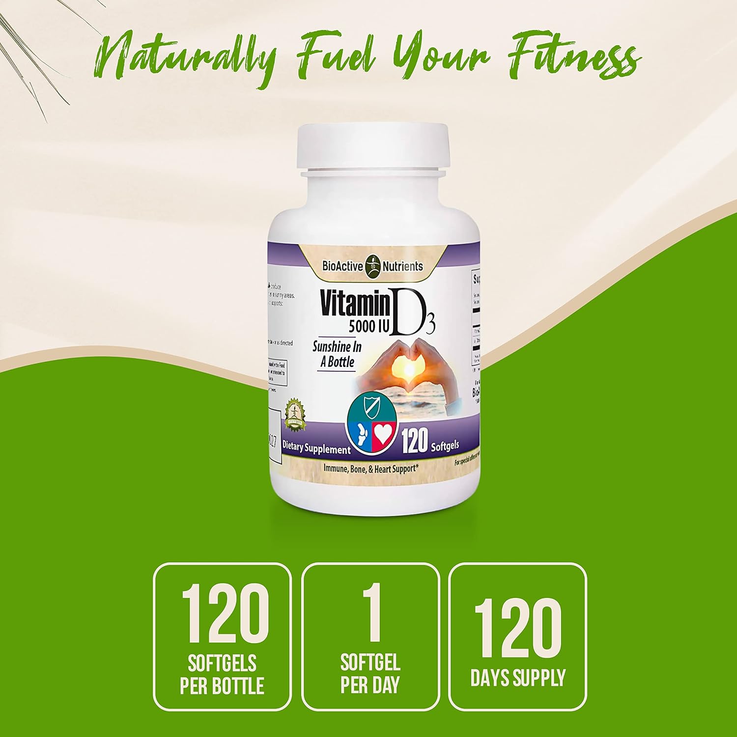 BIOACTIVE NUTRIENTS Vitamin D3 5000 IU - 120 Soft gel capsule Capsules - görsel 3