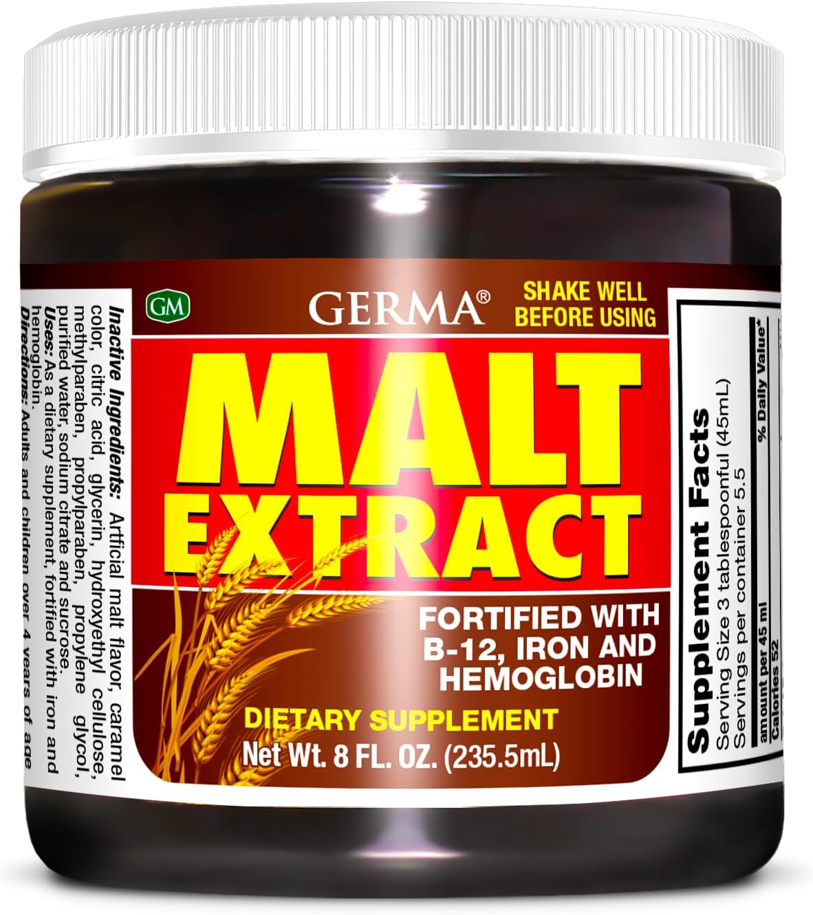 Germa Malt Extract Liquid Food Supplement – Pure Concentrated Barley Malt – 236 ml (8 fl oz) - görsel 4