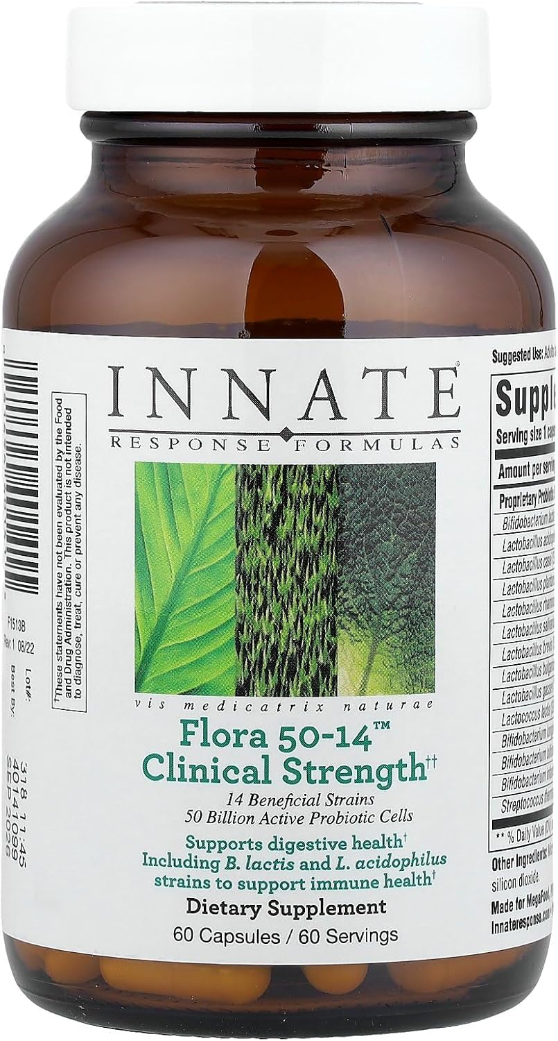 INNATE Response Formulae Flora 50-14 Clinical Strength Probiotics for Digestive Health - 50 Billion CFU, 60 Capsules - görsel 1