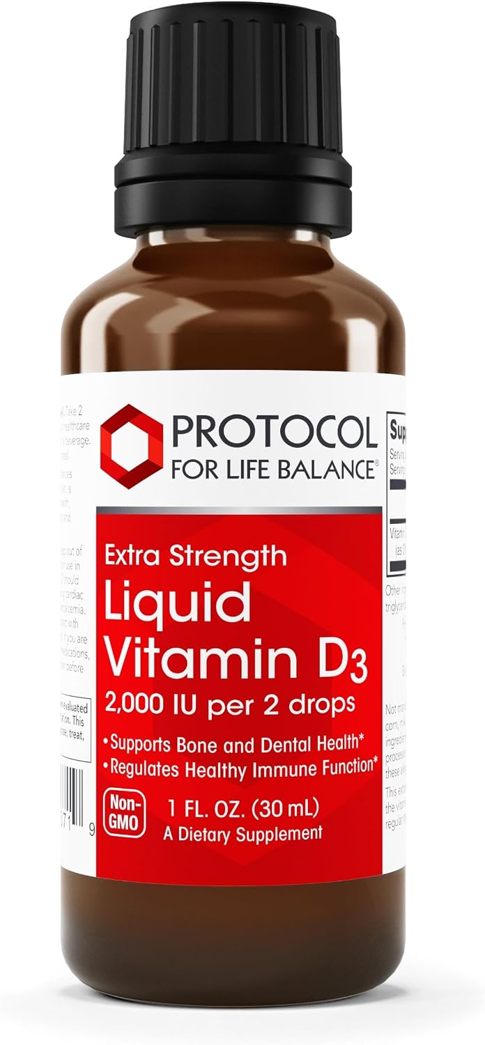 Protocol for Life Balance Liquid Vitamin D3 2,000 IU - Immune Support, Bone and Teeth Health - 1 fl oz - görsel 1