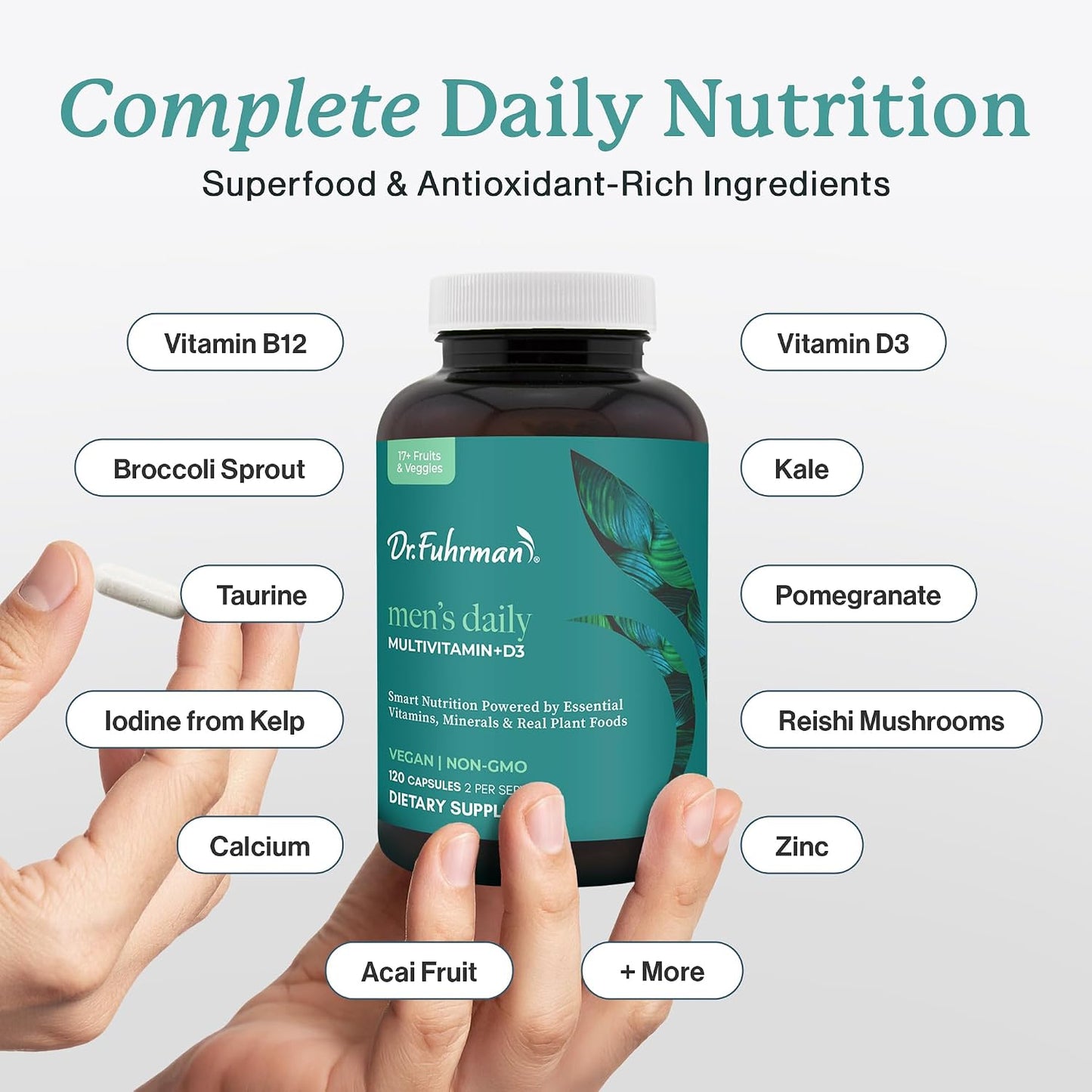 Dr. Fuhrman Men's Daily Multivitamin with D3 & B12 - 2 Month Supply - görsel 3