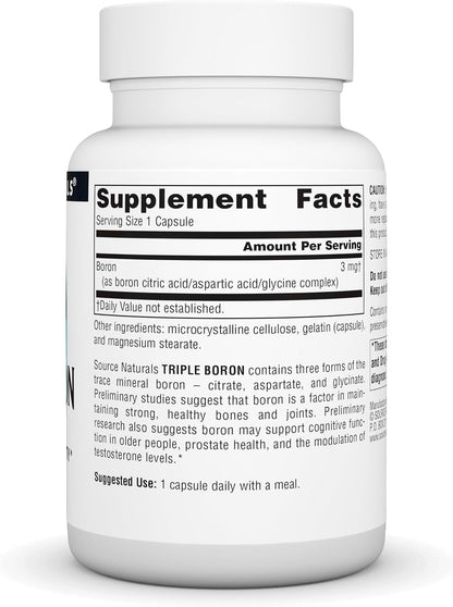 Source Naturals Triple Boron – 3 mg, 100 Capsules (Three Bioavailable Forms)