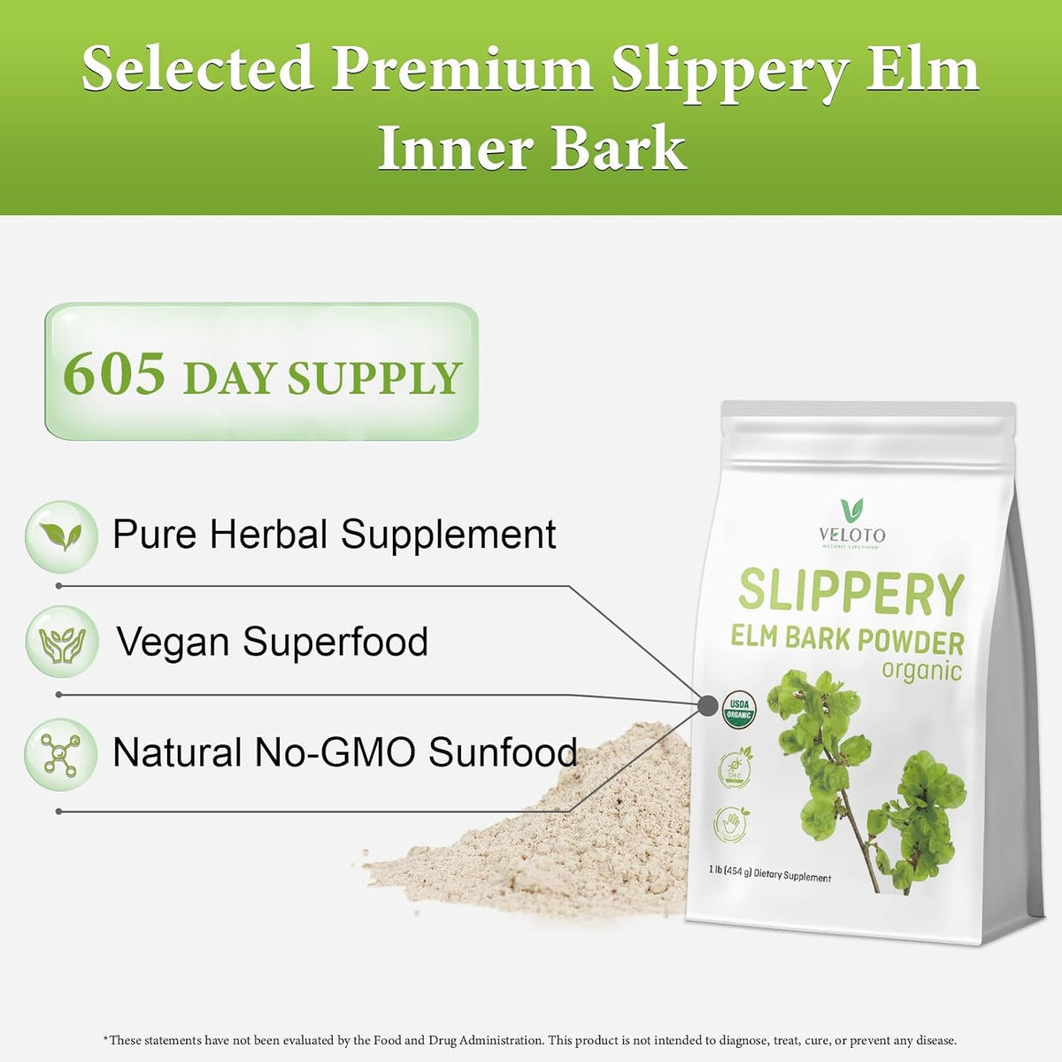 Organic Slippery Elm Bark Powder – 454 g – Pure Inner Bark, Vegan, Gluten-free - görsel 5