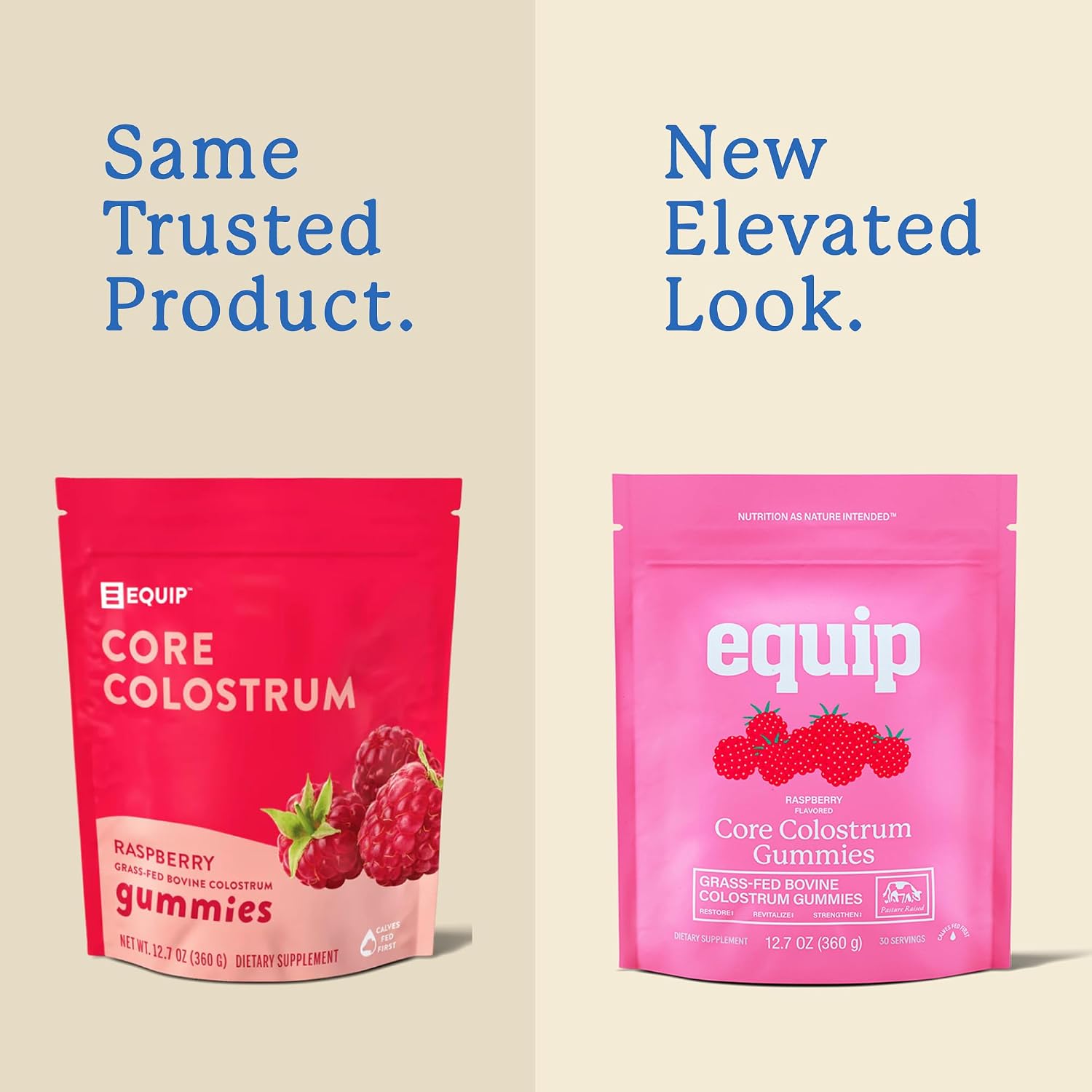 Equip Foods Core Bovine Colostrum Gummies - Delicious 1g Per Serving Grass Fed Colostrum Supplement - Gut Health, Immunity, Recovery, Hair & Skin - 60 Bovine Colostrum Gummies, 30 Servings, Raspberry - görsel 2