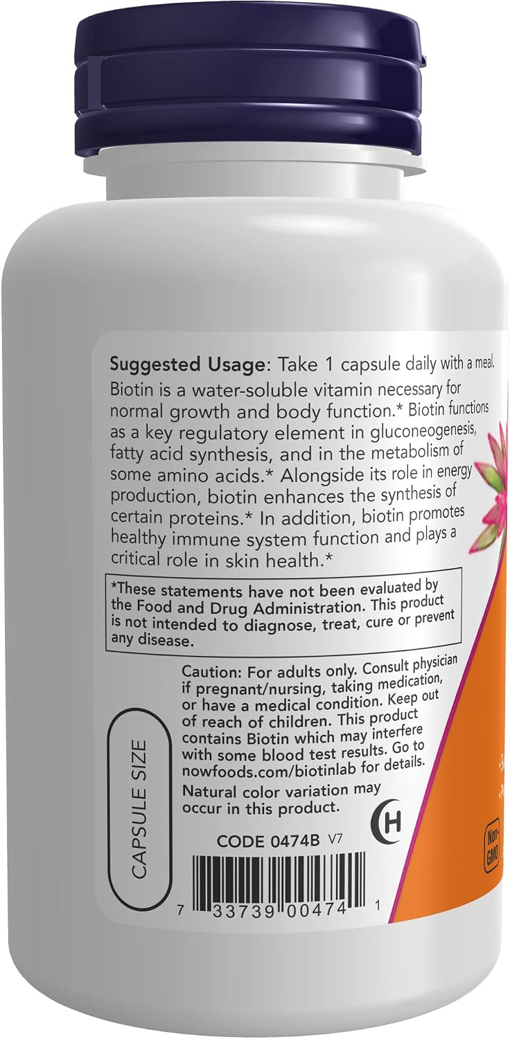 NOW Foods Biotin 5000 mcg Capsules, 120 Capsules - görsel 3