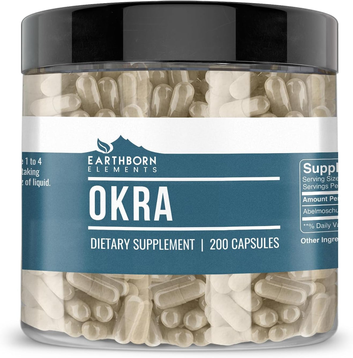 Earthborn Elements Okra Extract 200 Capsules, Pure & Undiluted - görsel 1