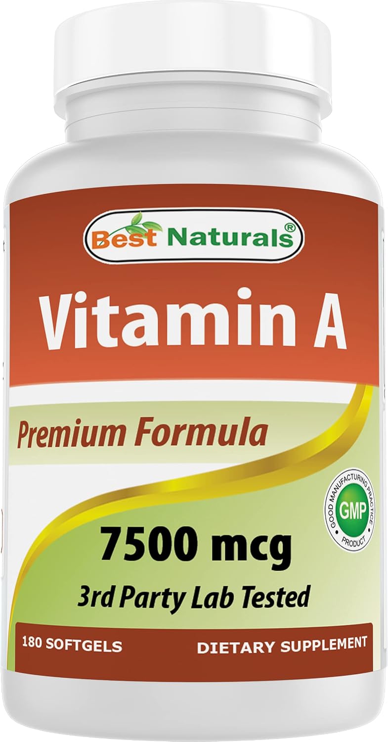 Best Naturals Vitamin A 25,000 IU (7,500 mcg), Non-GMO, 180 Softgels - görsel 1