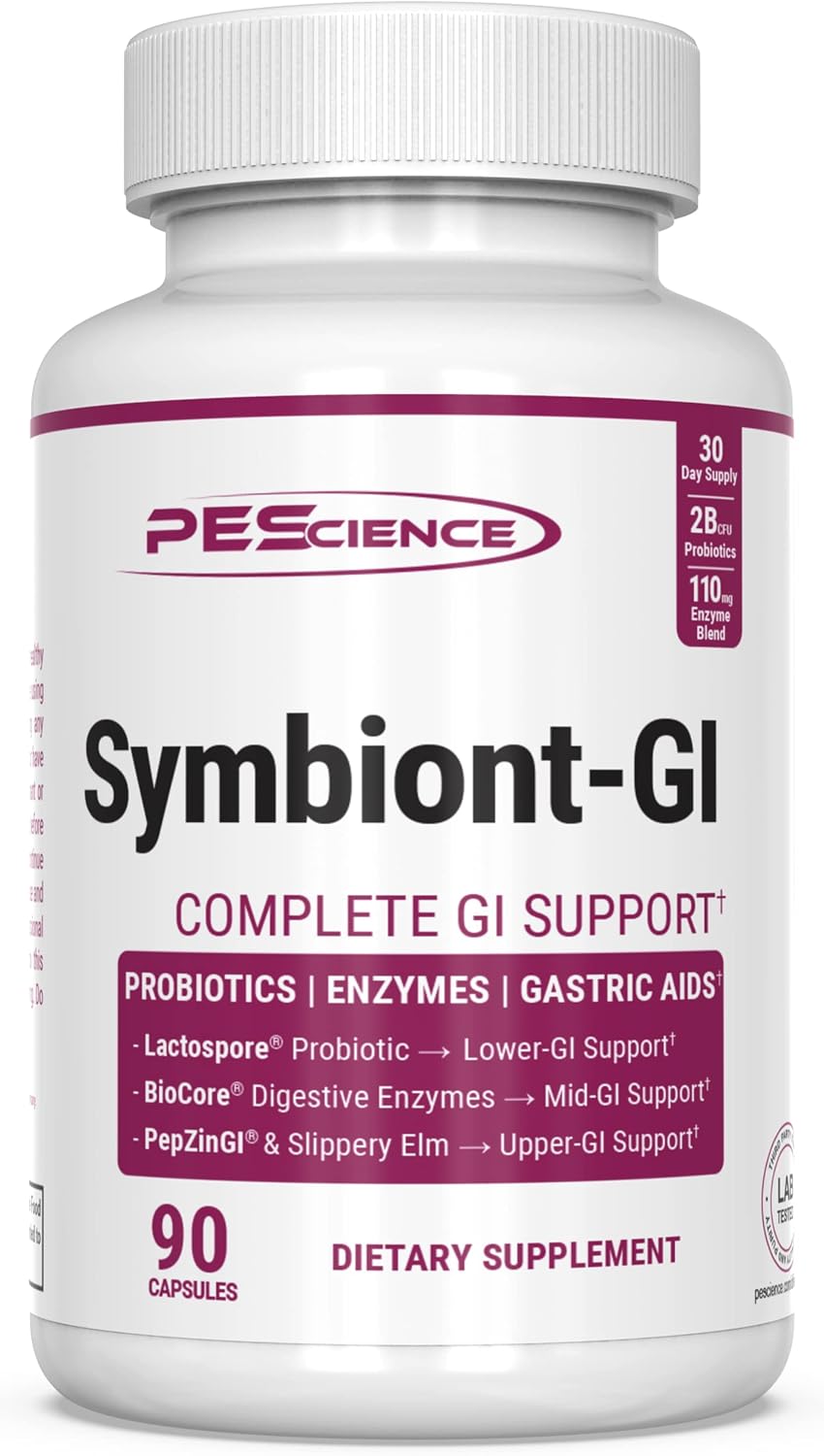 Symbiont-GI Gut Health Capsules with Zinc Carnosine PepZin GI, Shelf-Stable Probiotic, Digestive Enzymes, Slippery Elm Bark, 90 Capsules - görsel 1