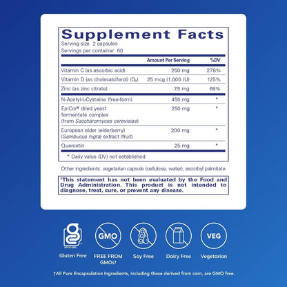 Pure Encapsulations PureDefence with NAC - Immune & Upper Respiratory Support, 120 Capsules